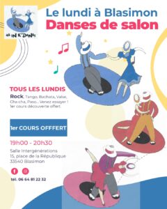 Reprise AS en K&rsquo;Danse avec 2 cours, 19h00 et 20h30, lundi 14 septembre – Danses de salon