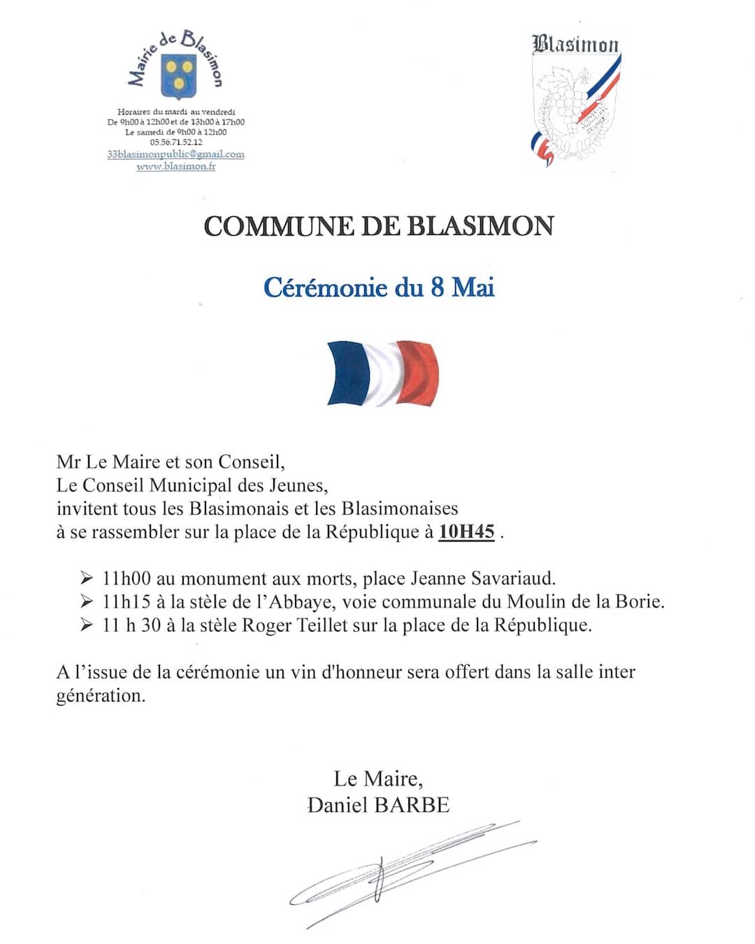 Cérémonie du 08 mai