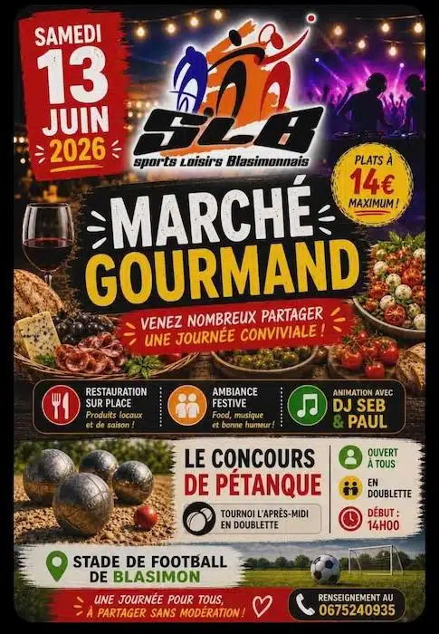 Marché gourmand SLB samedi 13 juin 2026 Marché gourmand SLB samedi 13 juin 2026