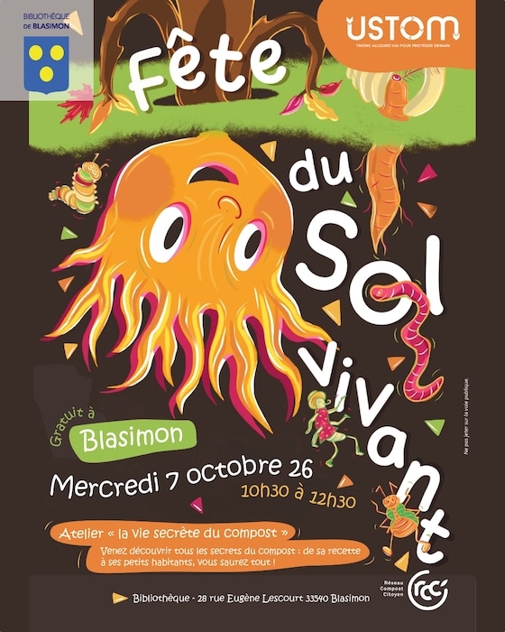 Atelier la vie secrète du compost mercredi 7 octobre 2026 à la bibliothèque pour la Fête du sol vivant Atelier la vie secrète du compost mercredi 7 octobre 2026 à la bibliothèque pour la Fête du sol vivant