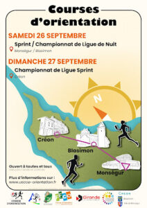 Courses d&rsquo;Orientation Samedi 26 et Dimanche 27 Septembre 2026 à Monségur, Blasimon et Créon